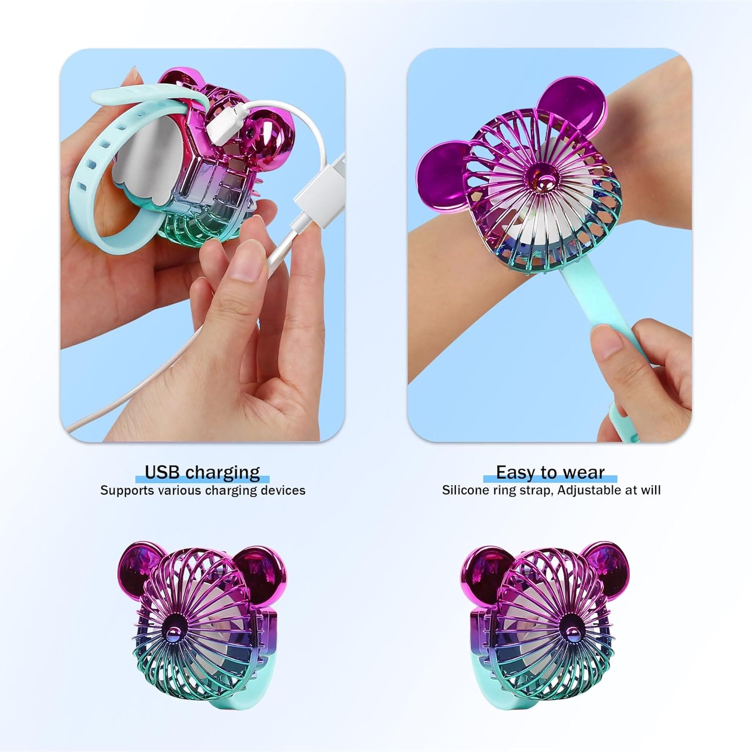 Bear Wrist Watch Fan, Summer Mini Fan, Rechargeable High Wind Power Fan, Mini Hand Held Cooling Fan, Mini Cartoon Wristband Fan, Children Travel Air Cooler, Cute Design Fan For Kids Bear Wrist Watch Fan, Summer Mini Fan, Rechargeable High Wind Power Fan, Mini Hand Held Cooling Fan, Mini Cartoon Wristband Fan, Children Travel Air Cooler, Cute Design Fan For Kids